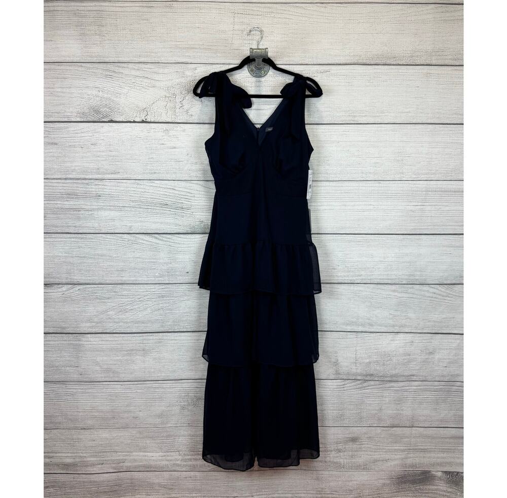 Julia Jordan Navy Tie Strap Tiered Ruffle Cocktail Dress Size 10